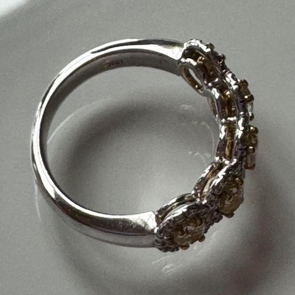 Fancy Yellow 5 Natural Diamond Eternity Ring Oval Cut 18K White Gold, Size 6 - Picture 5 of 16